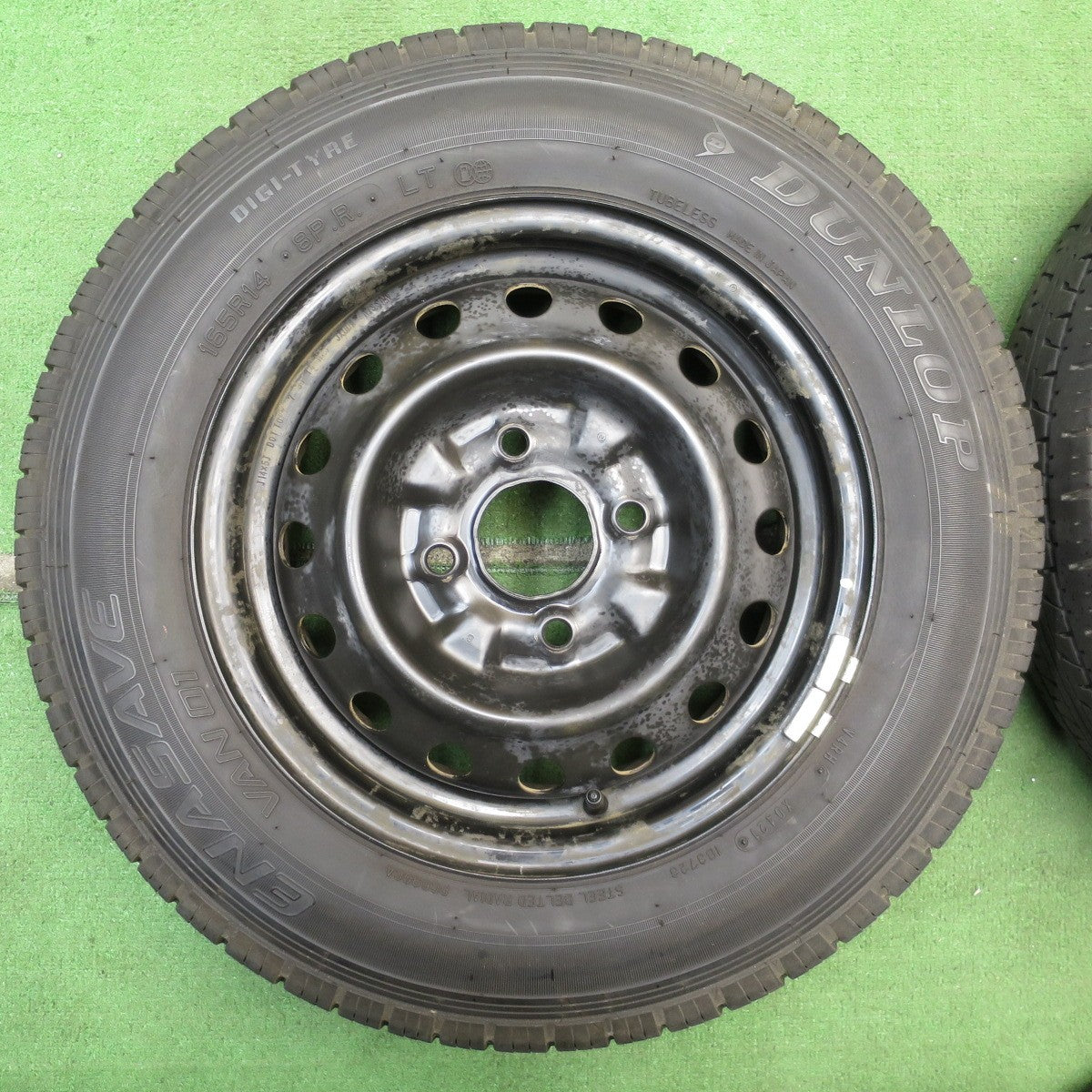 バリ溝！21年！8.5分★165R14 8PR ダンロップ エナセーブ VAN01 スチール ホイール 14インチ PCD114.3/4H★5062702NJノ