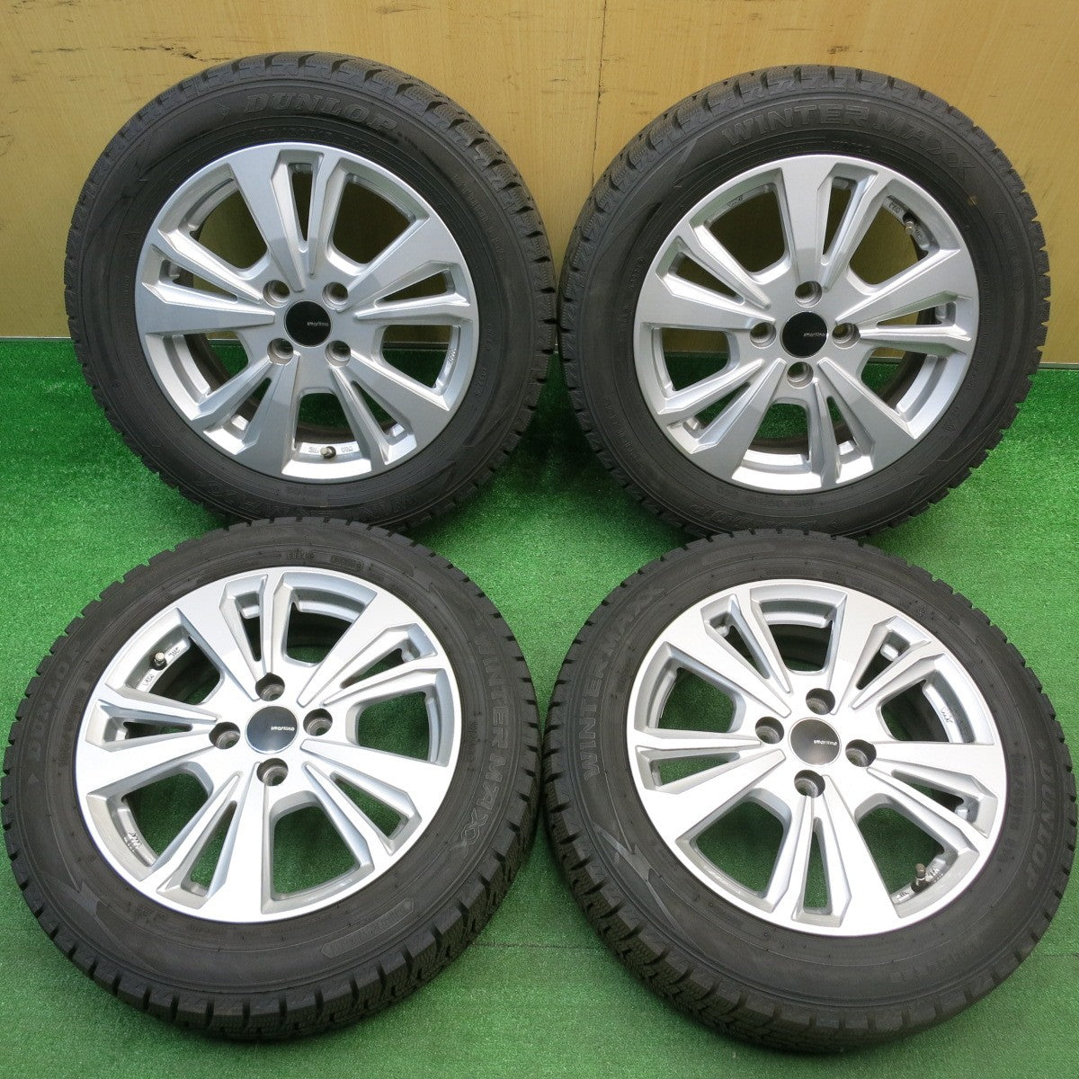 バリ溝！21年！キレイ！9分★トゥインゴ スマート フォーツー 等 smartline 365 165/65R15 185/60R15 スタッドレス ダンロップ ウインターマックス WM02 スマートライン 15インチ PCD100/4H★5112910HAス