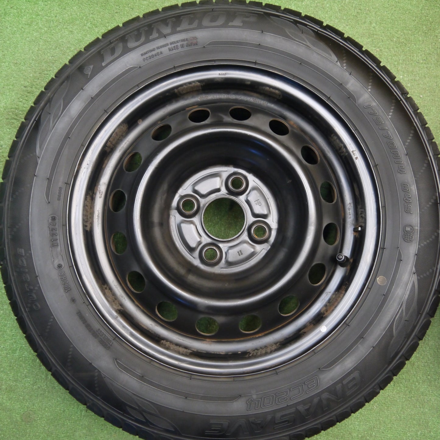 バリ溝！24年！9.5分以上★175/70R14 ダンロップ エナセーブ EC204 スチール ホイール 14インチ PCD100/4H★6021701Hノ