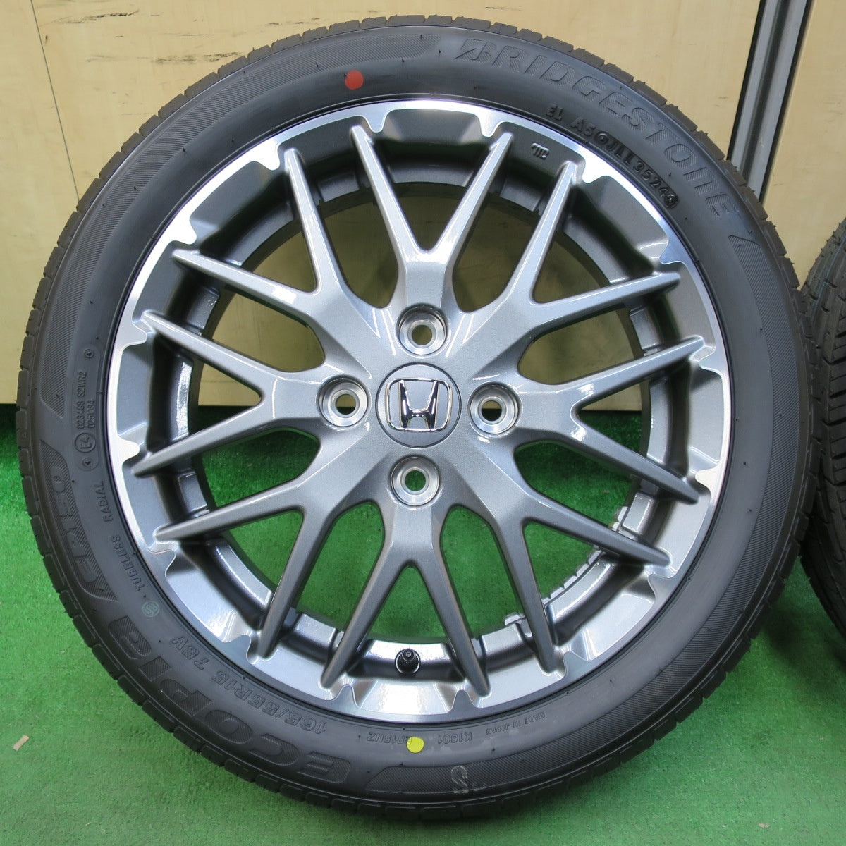 [送料無料] 新車外し！24年★ホンダ N-ONE N-BOX カスタム 純正 ENKEI 165/55R15 ブリヂストン エコピア EP150 エンケイ PCD100/4H★4110304イノ