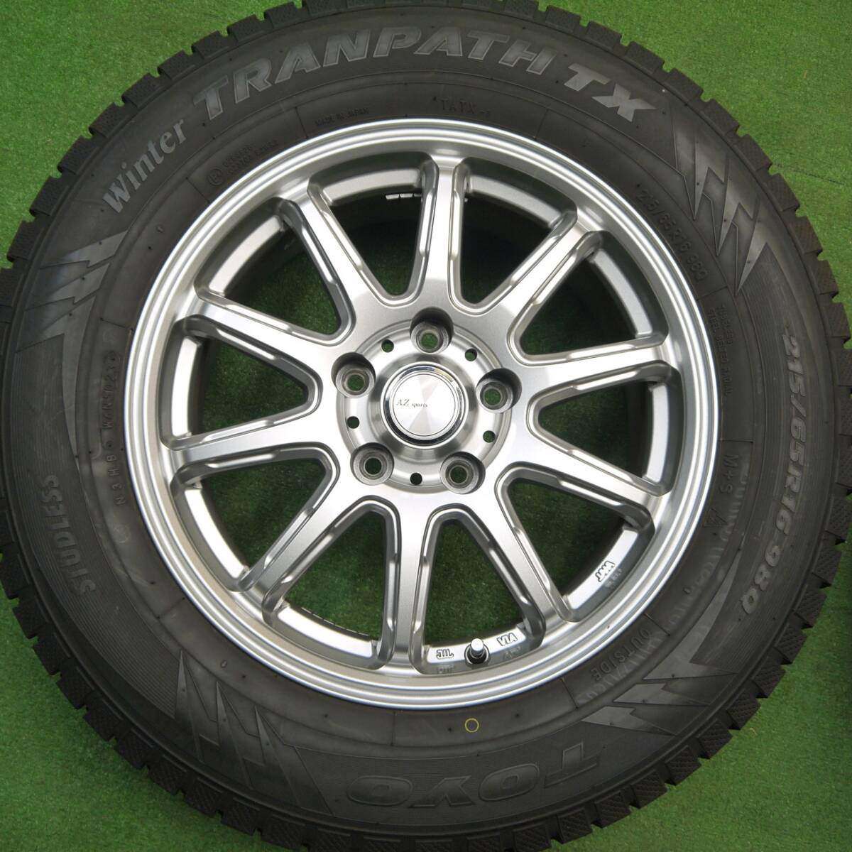 バリ溝！23年！キレイ！9.5分★スタッドレス 215/65R16 トーヨー ウインター トランパス TX AZ Sports AZスポーツ 16インチ PCD114.3/5H★5111801Hス
