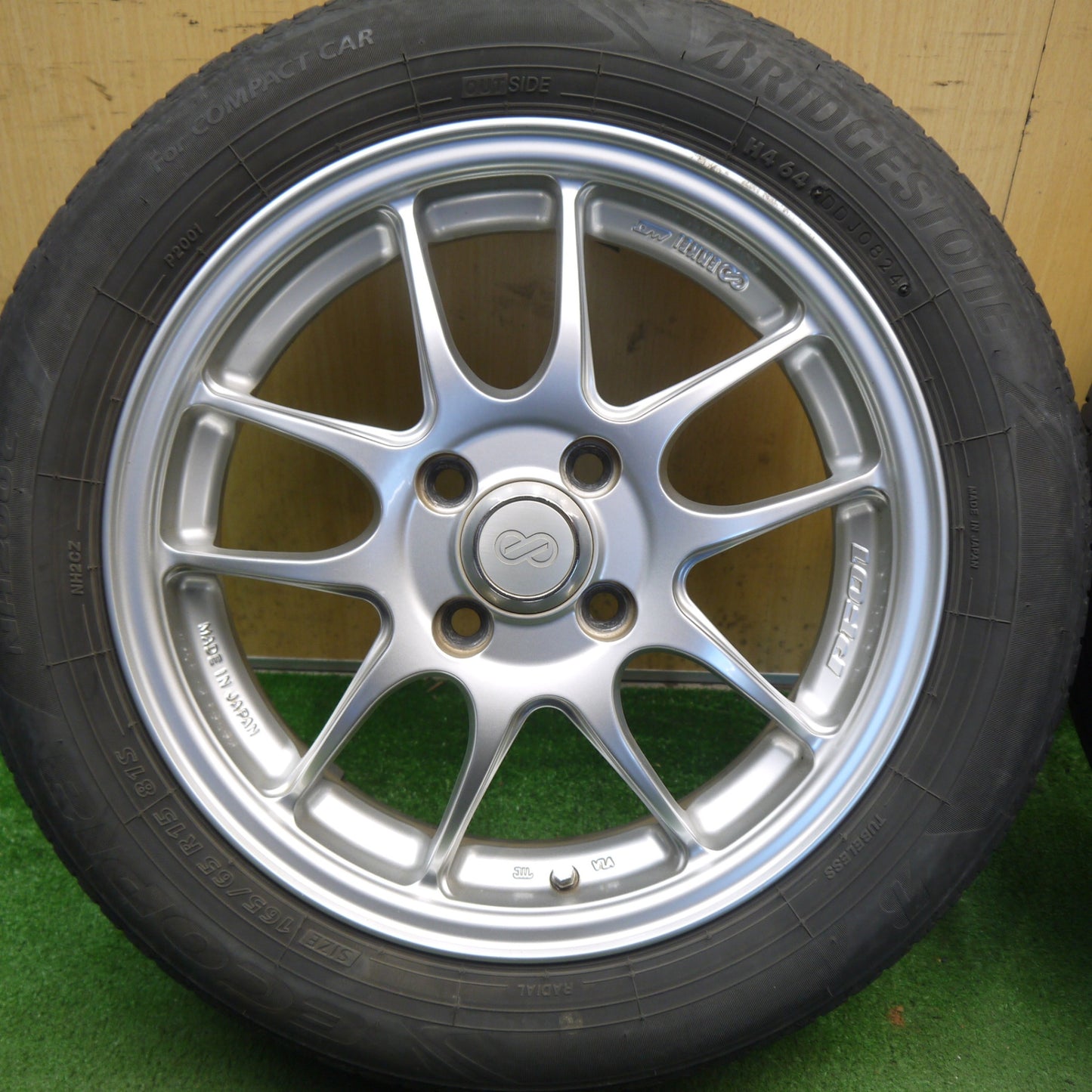 キレイ！24年◎165/65R15 ブリヂストン エコピア NH200C ENKEI PF01 エンケイ 15インチ PCD100/4H◎6082803Hノ