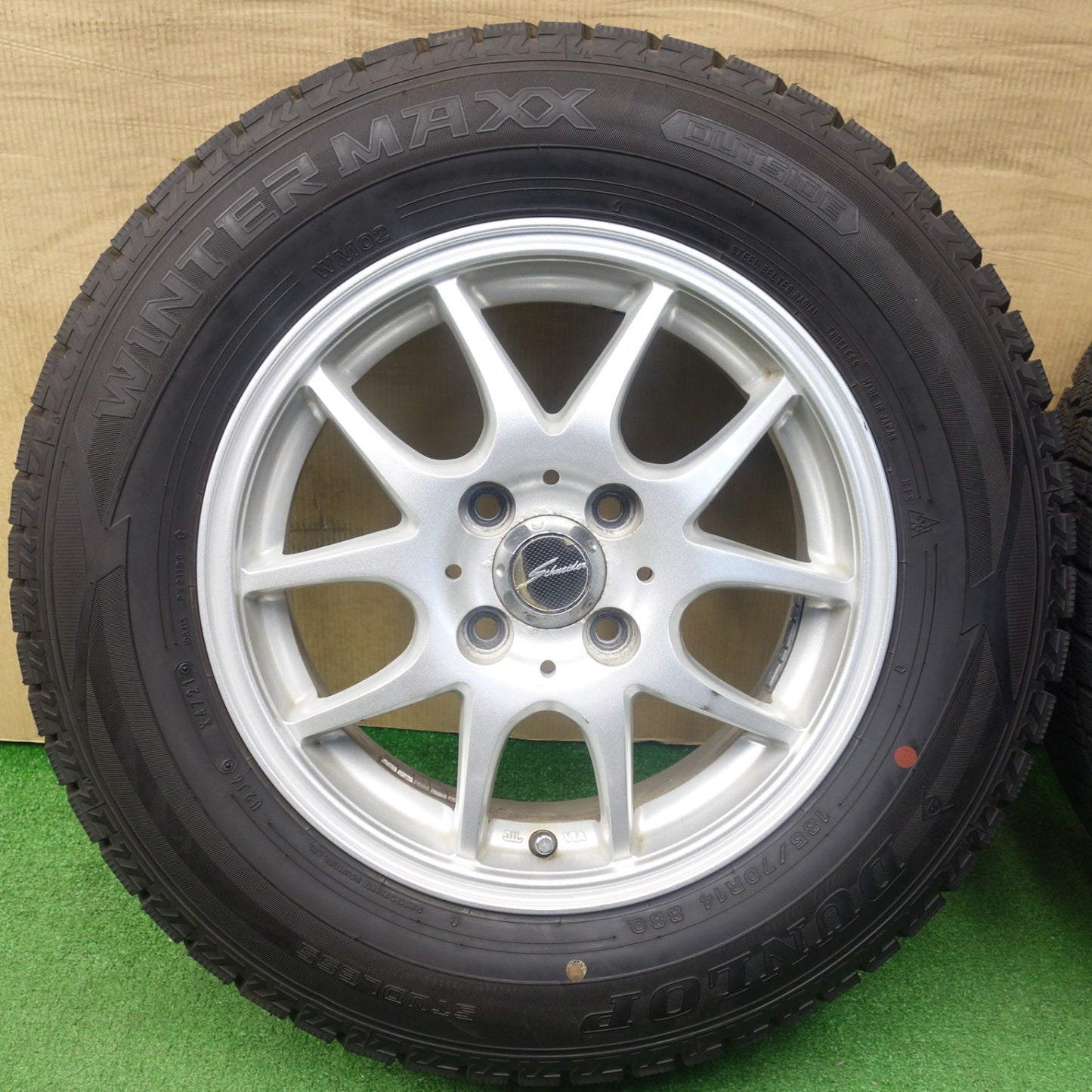 バリ溝！9.5分★スタッドレス 185/70R14 ダンロップ ウインターマックス WM02 Schneider シュナイダー 14インチ PCD100/4H★6021202KTス