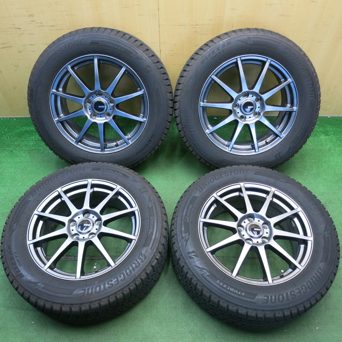 バリ溝！22年！キレイ！9分★スタッドレス 225/60R17 ブリヂストン ブリザック DM-V3 Ti WHEELS 社外 アルミ 17インチ PCD114.3/5H★6052302HAス