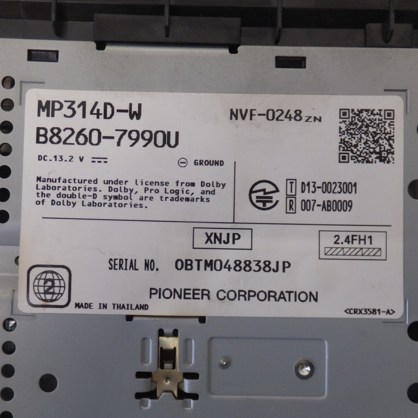 [送料無料] 現状品★パイオニア製 日産 純正 オリジナルナビゲーションシステム MP314D-W B8260-7990W(47)★