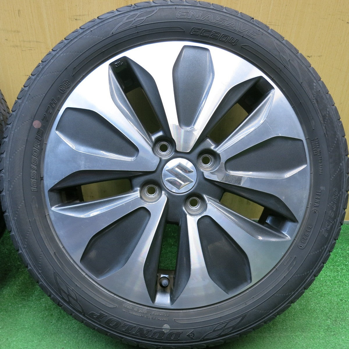 バリ溝！23年！9分★スズキ MA15S ソリオ 純正 165/60R15 ダンロップ エナセーブ EC204 15インチ PCD100/4H★6050505HAノ