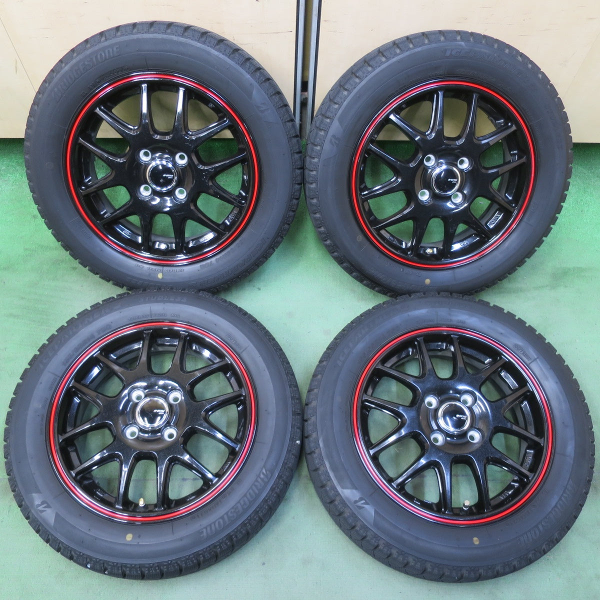 バリ溝！8.5分★スタッドレス 155/65R14 ブリヂストン アイスパートナー2 JP STYLE Jefa 社外 アルミ 14インチ PCD100/4H★6033009イス