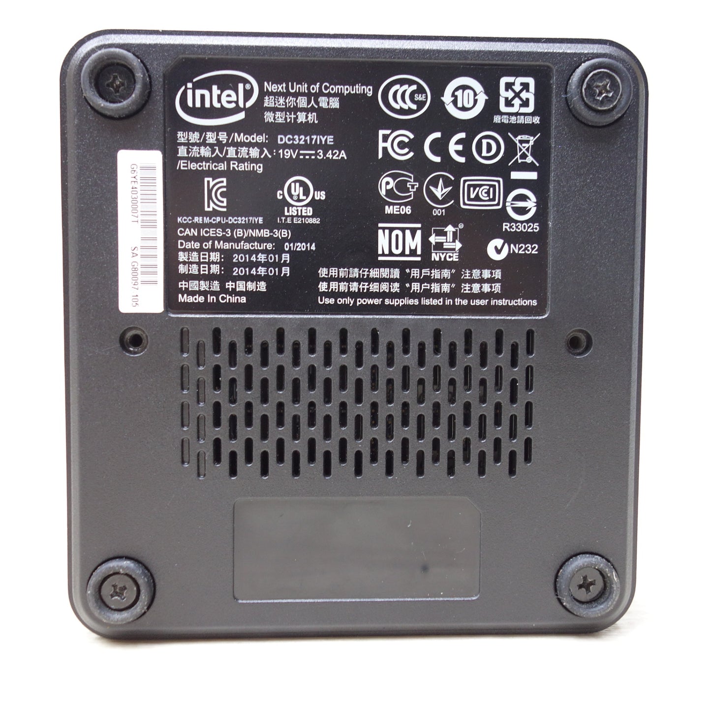 [送料無料] ◆インテル Intel NUC 小型 PC DC3217IYE 電源アダプター 付き Corei3-3217U メモリ 8GB Win10 Home 64bit ②◆