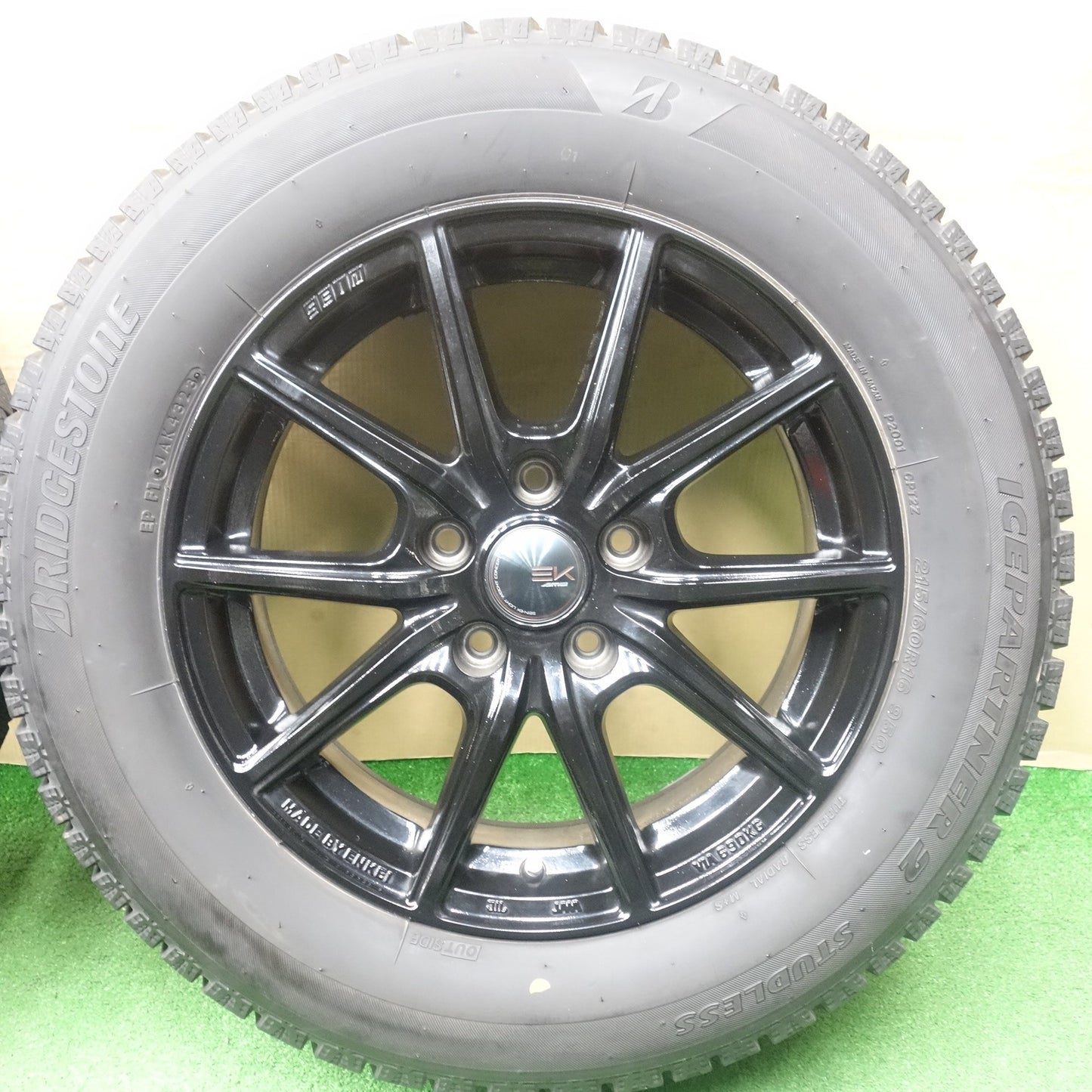バリ溝！23年！9.5分★スタッドレス 215/60R16 ブリヂストン アイスパートナー2 SEIN-EK AME ENKEI ザイン エンケイ 16インチ PCD114.3/5H★6021401KTス