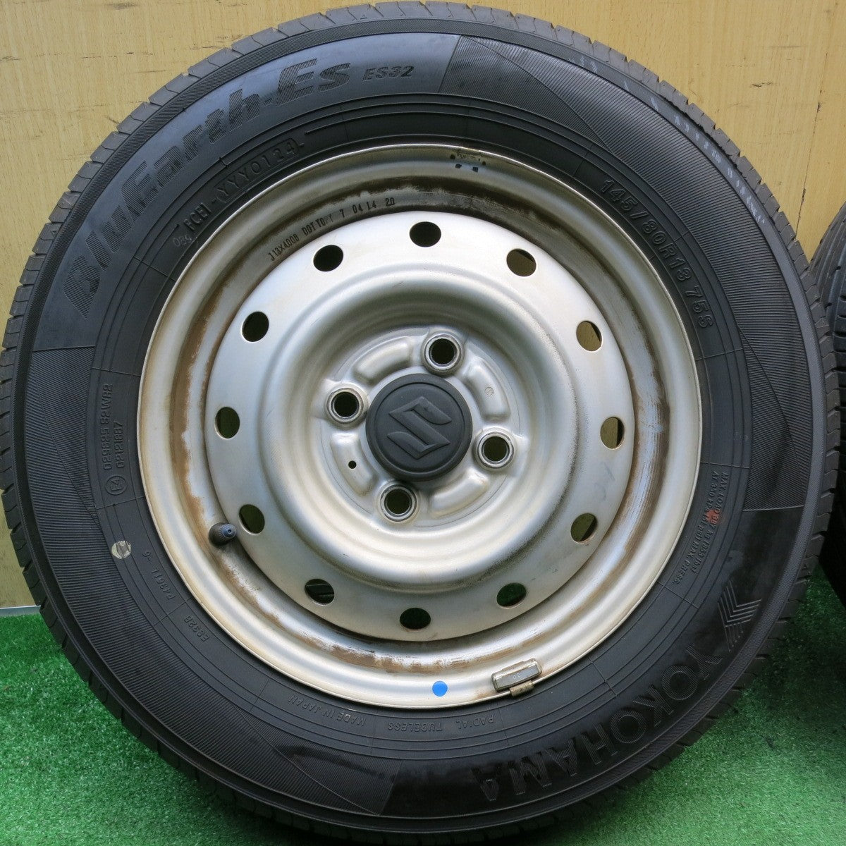 バリ溝！24年！8.5分◎スズキ アルト ワゴンR 純正 スチール 145/80R13 ヨコハマ BluEarth-ES ES32 ブルーアース 13インチ PCD100/4H◎6101505HAノ