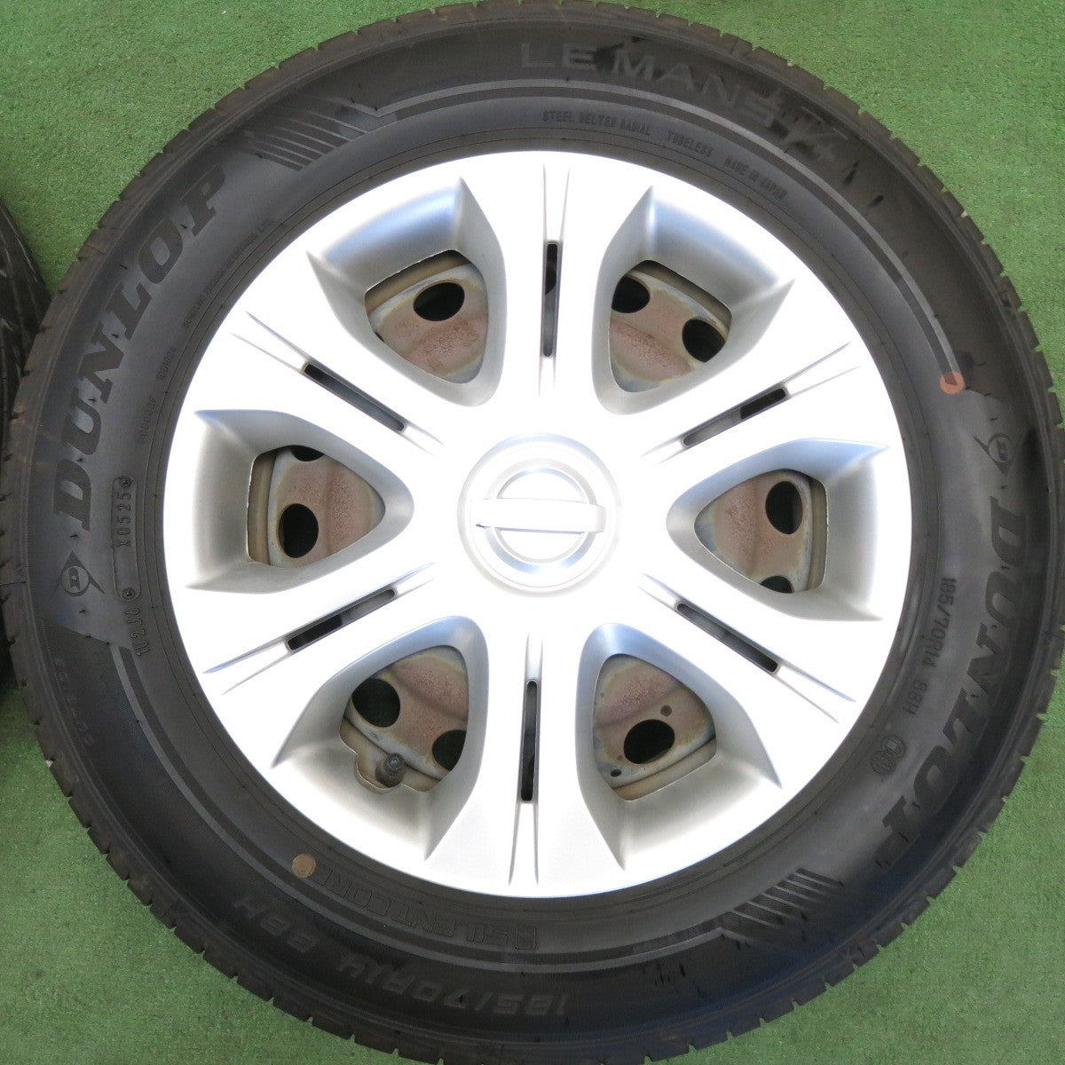 バリ溝！25年！9.5分★日産 E12 ノート 純正 スチール 185/70R14 ダンロップ LE MANS V+ ルマン 5+ 14インチ PCD100/4H★6053003HAノ