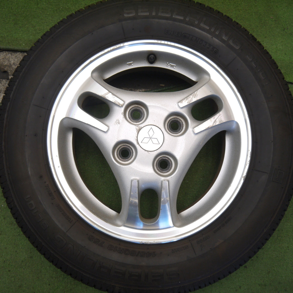 バリ溝！25年！8.5分◎三菱 ミニカ 純正 145/80R13 セイバーリング SL101 13インチ PCD100/4H◎6090704Hノ