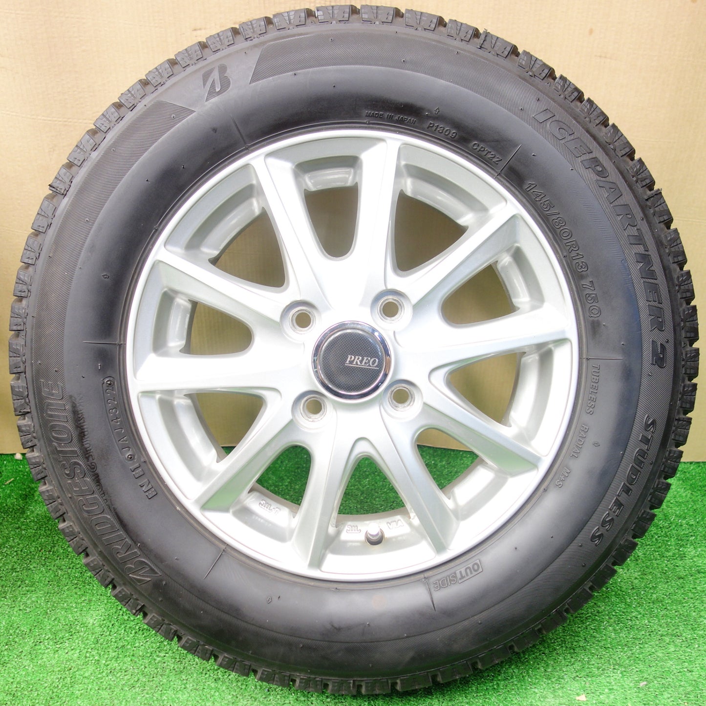 バリ溝！22年！キレイ！8.5分★スタッドレス 145/80R13 ブリヂストン アイスパートナー2 PREO LANX-L5 プレオ 13インチ PCD100/4H★5112802KTス