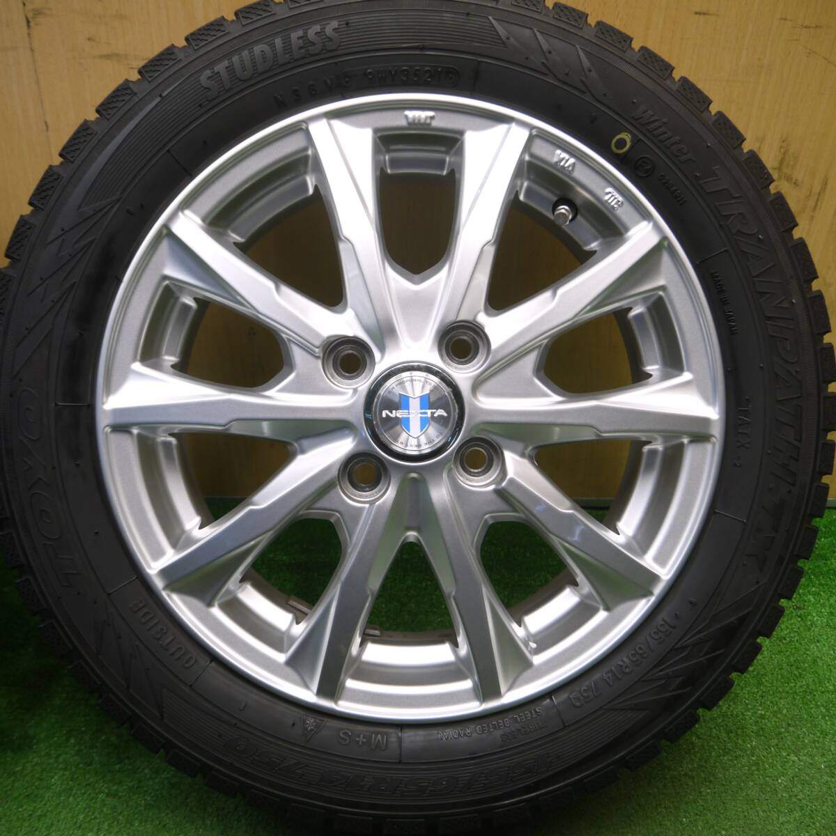 バリ溝！21年！キレイ！9分★スタッドレス 155/65R14 トーヨー ウインター トランパス TX NEXTA ネクスタ 14インチ PCD100/4H★5011705Hス