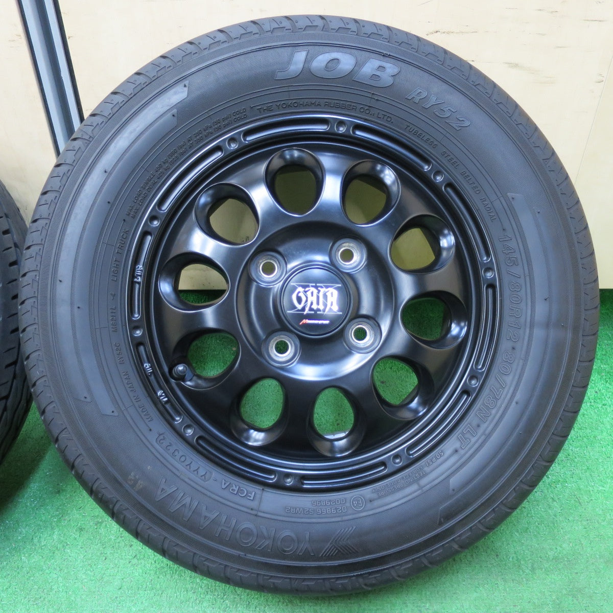 *送料無料* バリ溝！22年！綺麗！9.5分★145/80R12 80/78N ヨコハマ JOB RY52 GAIA MANARAY SPORT マナレイ 12インチ PCD100/4H★4062103イノ