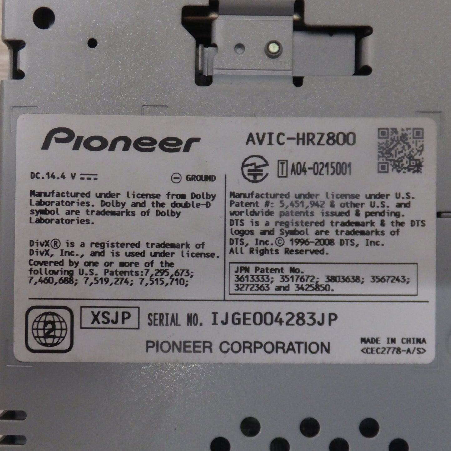 [送料無料] 現状品★カロッツェリア carrozzeria AV一体型HDDナビゲーション 楽ナビ AVIC-HRZ800★