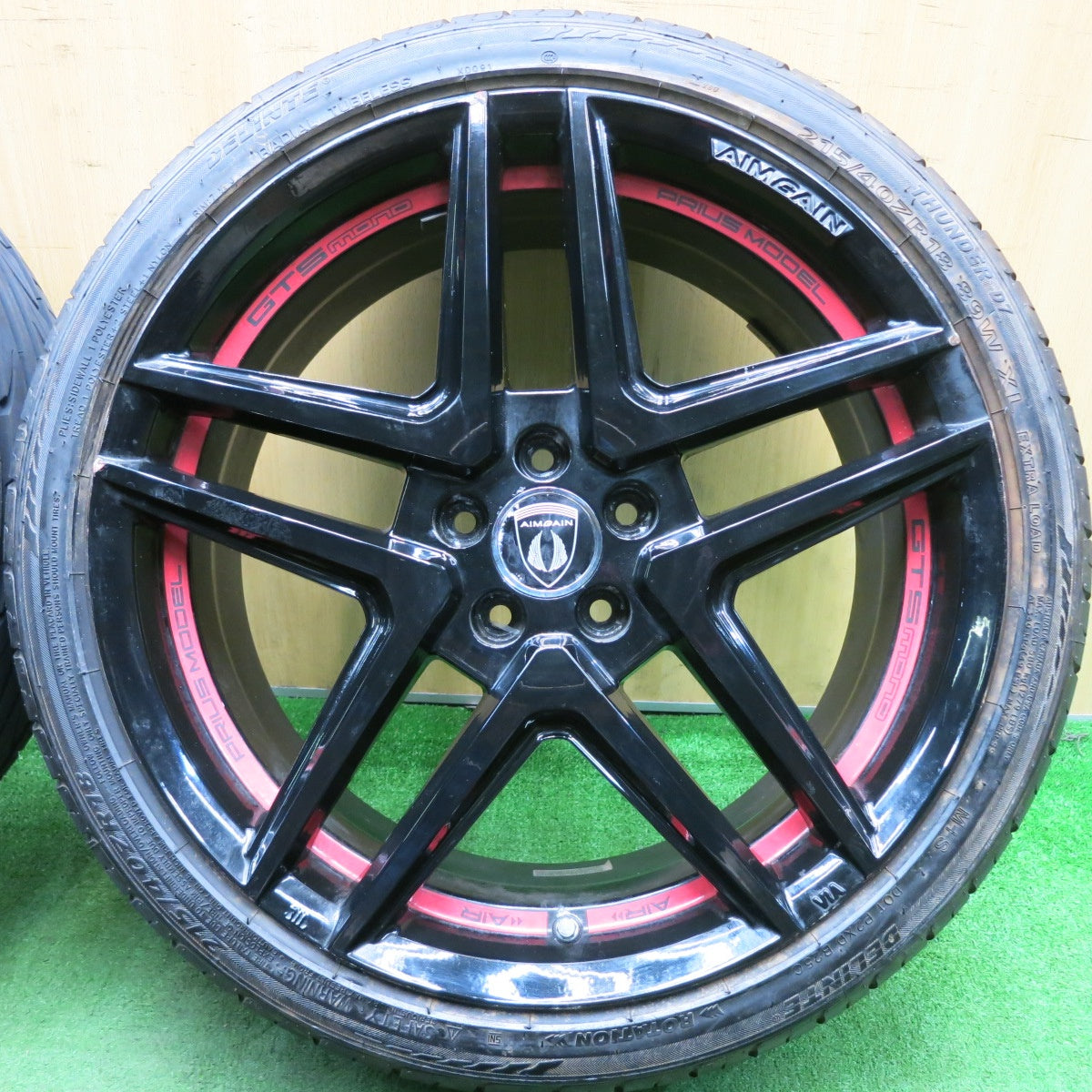 タイヤほぼ未使用★プリウス AIMGAIN PRIUS MODEL GTS MONO 215/40R18 デリンテ サンダー D7 エイムゲイン モノ 18インチ PCD100/5H★5052302HAノ