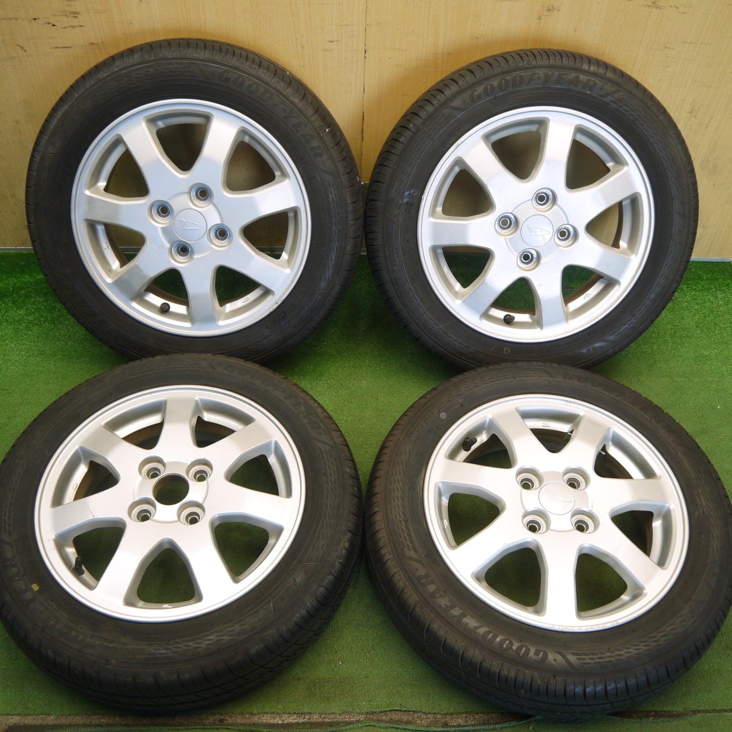 バリ溝！ほぼ10分◎ダイハツ タント ムーヴ 等 純正 155/65R14 グッドイヤー EfficientGrip ECO EG02 14インチ PCD100/4H◎6071702Hノ