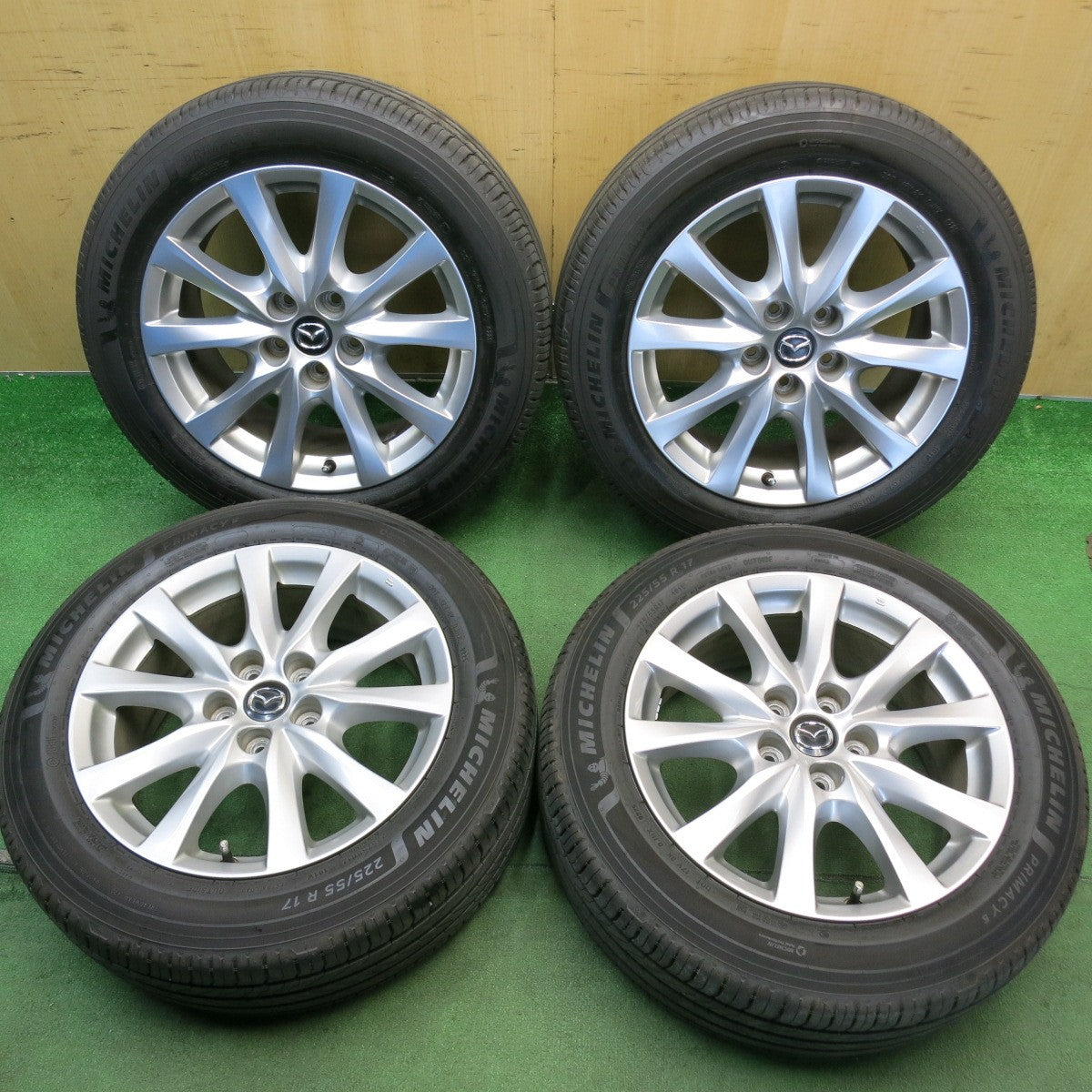 バリ溝！25年！キレイ！9.5分◎マツダ アテンザ 純正 225/55R17 ミシュラン プライマシー5 17インチ PCD114.3/5H◎6061412HAノ