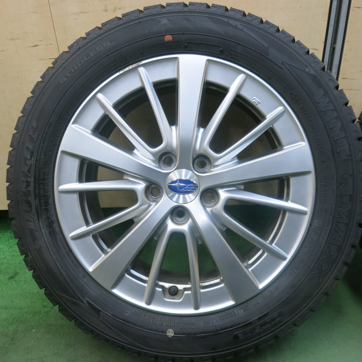 超バリ溝！23年！キレイ！ほぼ10分★スバル インプレッサ 純正 ENKEI 205/55R16 スタッドレス ダンロップ ウインターマックス WM02 エンケイ 16インチ PCD100/5H★5112103SKス