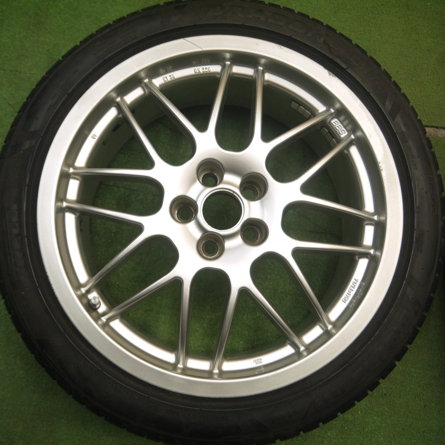 [送料無料] バリ溝！8.5分★ワーゲン 等 BBS RX228 215/45R17 ピレリ ドラゴンスポーツ TM 17インチ PCD100/5H★5030311Hノ