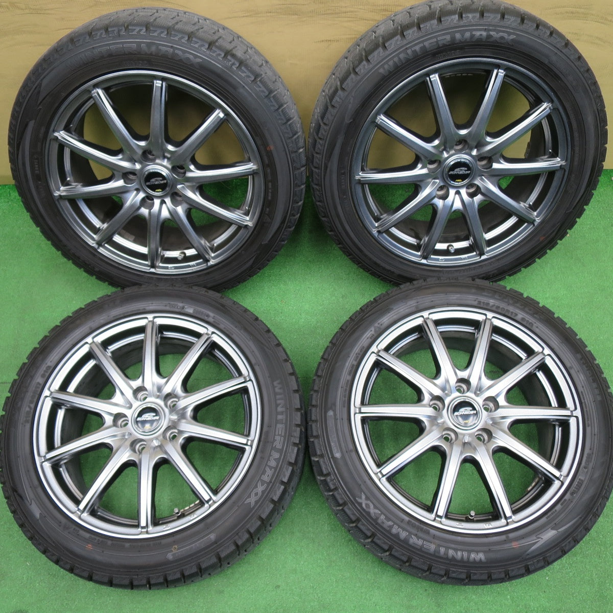 バリ溝！キレイ！9.5分★スタッドレス 215/50R17 ダンロップ ウインターマックス WM02 SCHNEIDER シュナイダー 17インチ PCD114.3/5H★6041210NKス