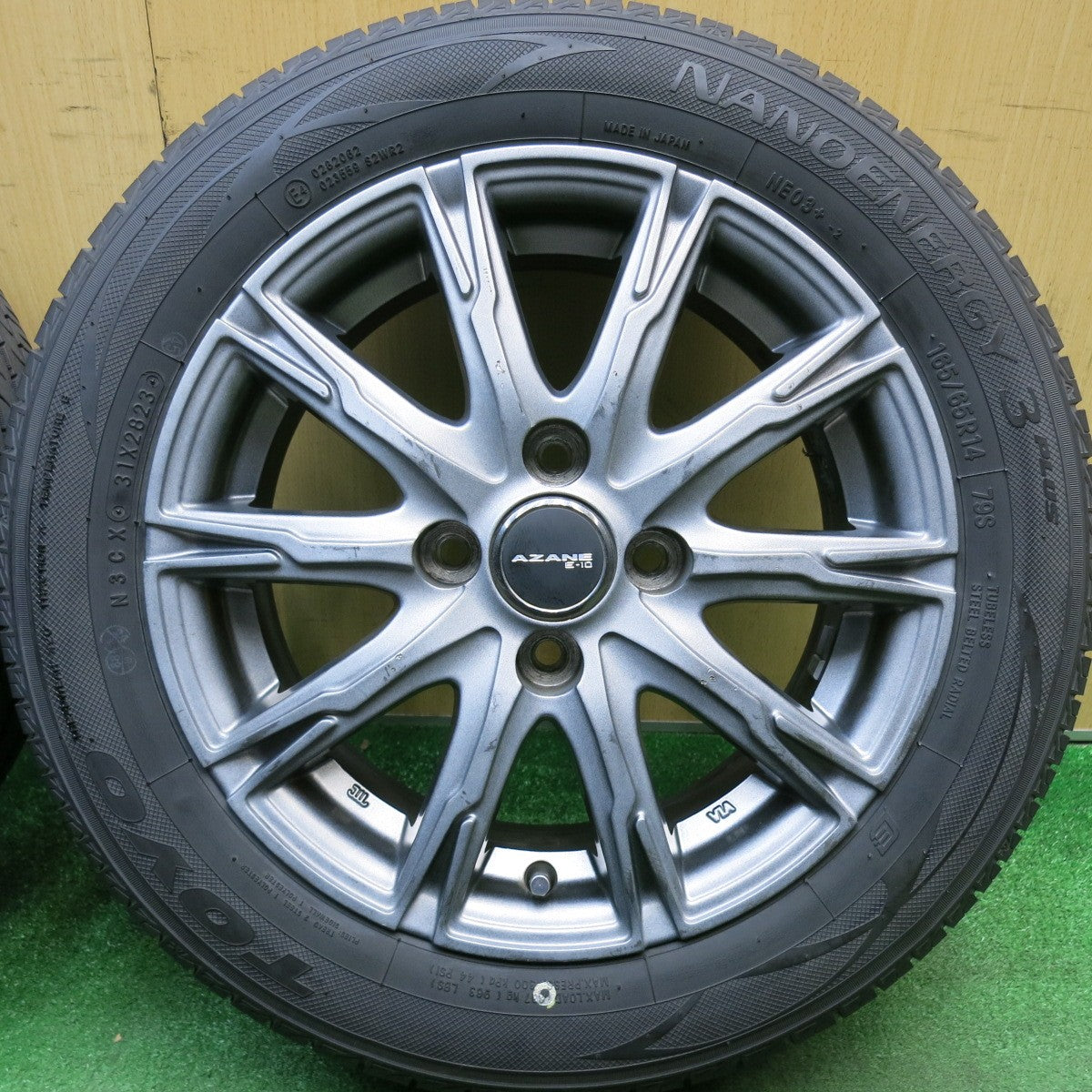 バリ溝！23年！9分★165/65R14 トーヨー ナノエナジー3 プラス AZANE E-10 アザーネ 14インチ PCD100/4H★6031409HAノ