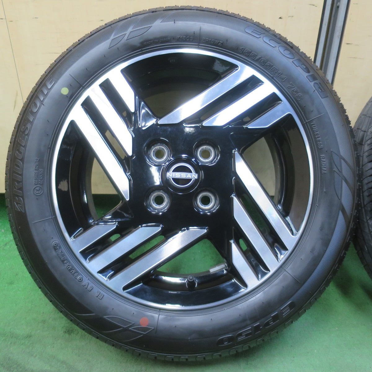 新車外し！25年★日産 デイズ ルークス ハイウェイスター 純正 155/65R14 ブリヂストン エコピア EP150 14インチ PCD100/4H★6021402イノ