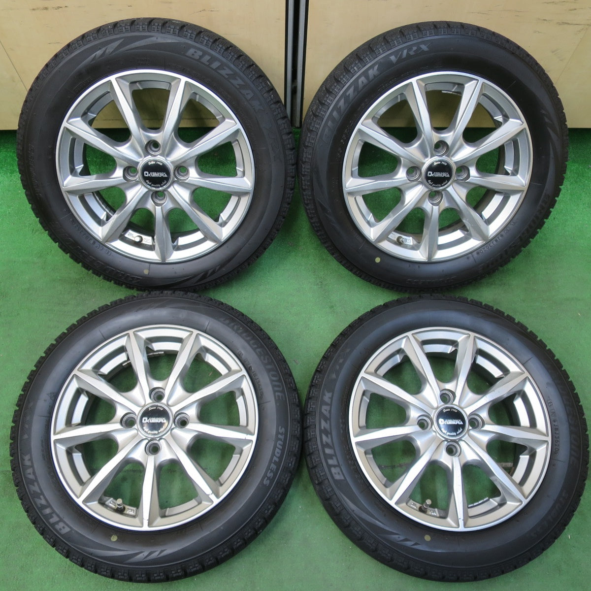 [送料無料] 4本価格！20年★スタッドレス 155/65R14 ブリヂストン ブリザック VRX CAR DOCK OKUMURA 14インチ PCD100/4H★4112003イス