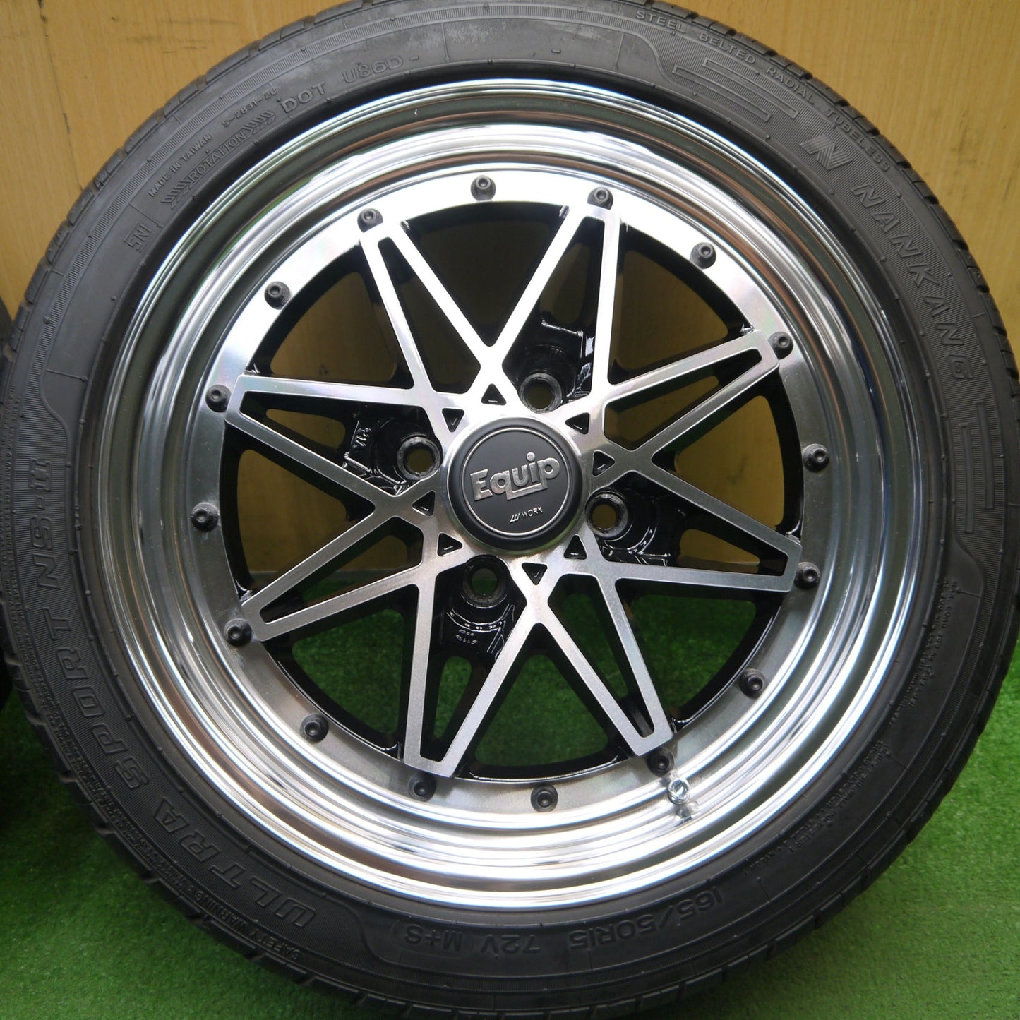 バリ溝！23年！キレイ！9分★WORK Equip EQ3N/N 165/50R15 ナンカン ウルトラ スポーツ NS-2 ワーク エクイップ 15インチ PCD100/4H★6030306Hノ