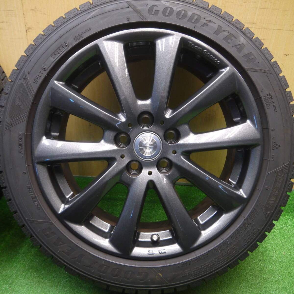 バリ溝！23年！キレイ！ほぼ10分★スタッドレス 195/50R16 グッドイヤー アイスナビ8 Team Sparco チームスパルコ 16インチ PCD100/5H★4121701Hス