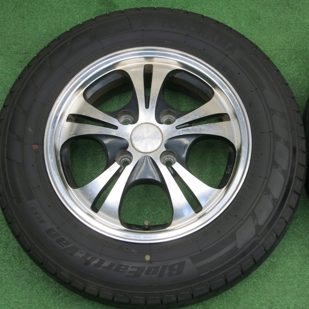 バリ溝！25年！9.5分★165/80R14 97/95N ヨコハマ BluEarth-Van RY55 A to Z 社外 アルミ ブルーアース 14インチ PCD114.3/4H★6021105NKノ