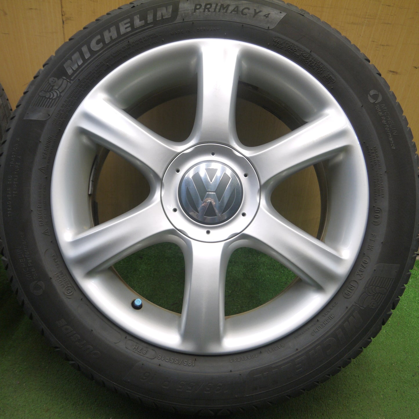 *送料無料* バリ溝！8.5分★ワーゲン ポロ 純正 BBS RD198 195/55R16 ミシュラン プライマシー4 16インチ PCD100/5H★4032510Hノ