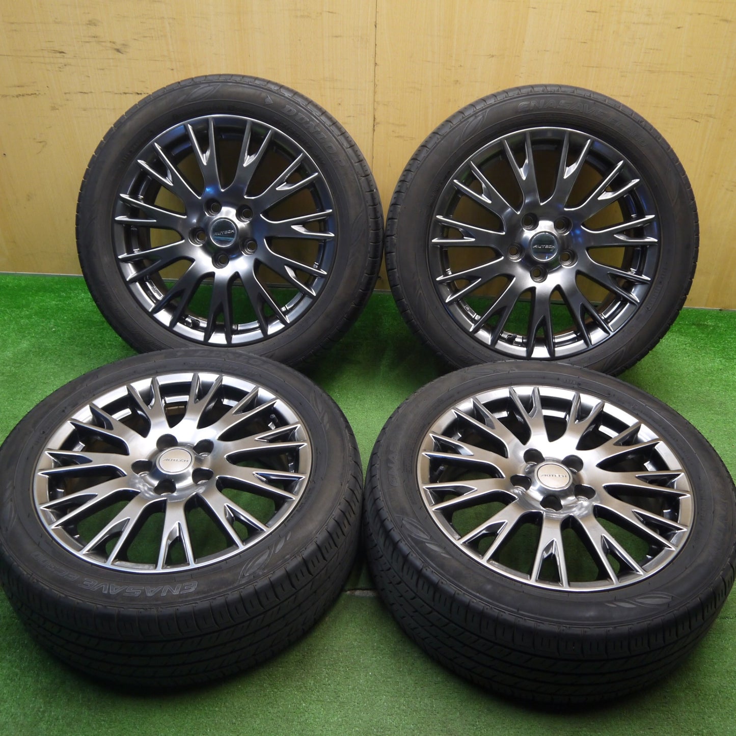 [送料無料] バリ溝！キレイ！8.5分★日産 リーフ 純正 AUTECH ENKEI 215/50R17 ダンロップ エナセーブ EC300 17インチ オーテック エンケイ PCD114.3/5H★5031907Hノ