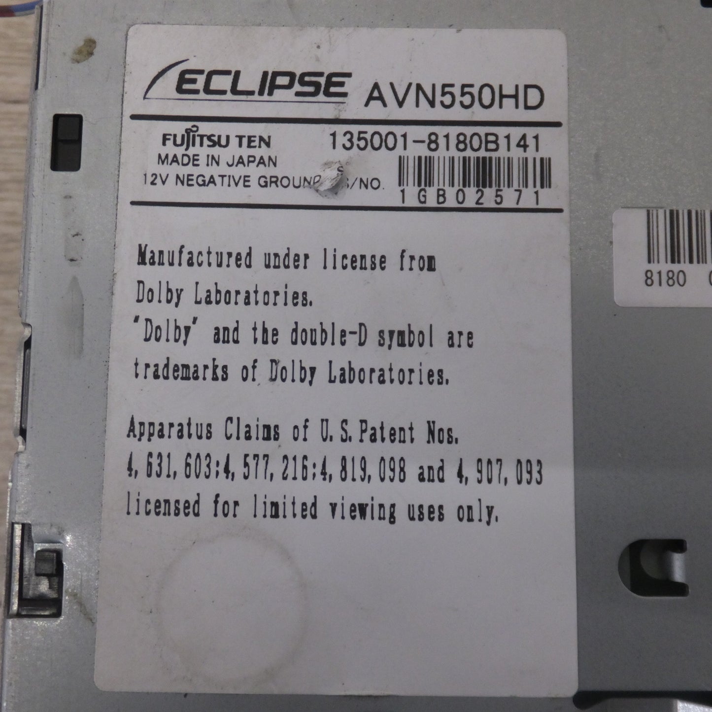 [送料無料] ★富士通テン イクリプス ECLIPSE HDDナビゲーション AVN550HD(28)★