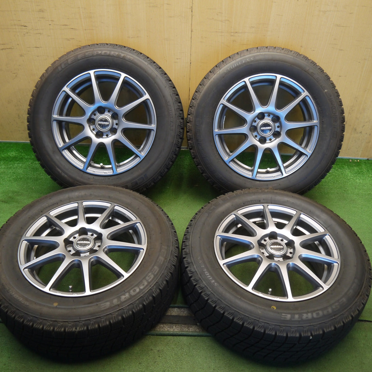 バリ溝！22年！9.5分以上◎プリウス 等 195/65R15 スタッドレス アイスエスポルテ WAREN ヴァーレン 15インチ PCD100/5H◎6090202Hス