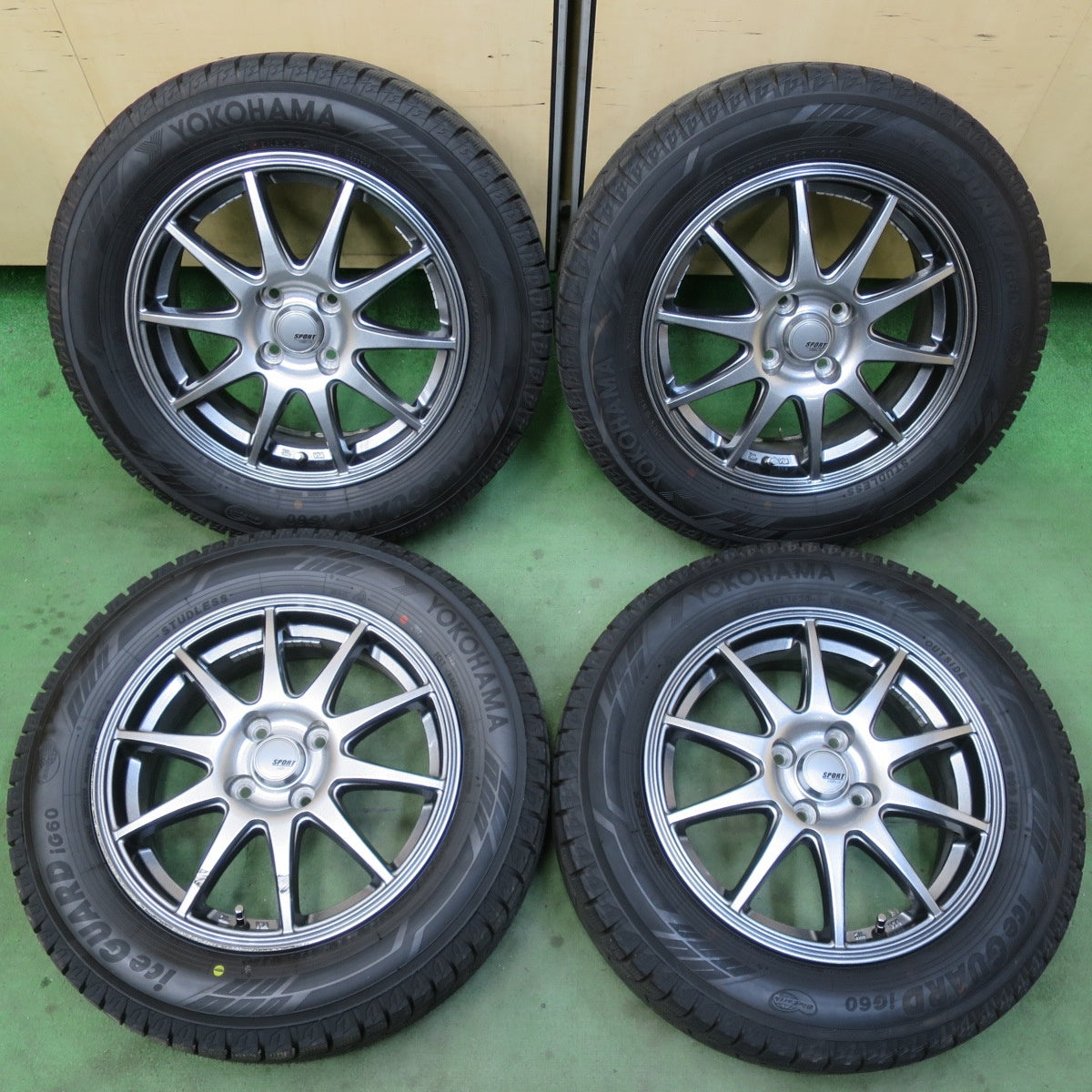 バリ溝！24年！キレイ！ほぼ10分★スタッドレス 185/65R15 ヨコハマ アイスガード iG60 SPORT ABELIA スポルト アベリア 15インチ PCD100/4H★6022109イス