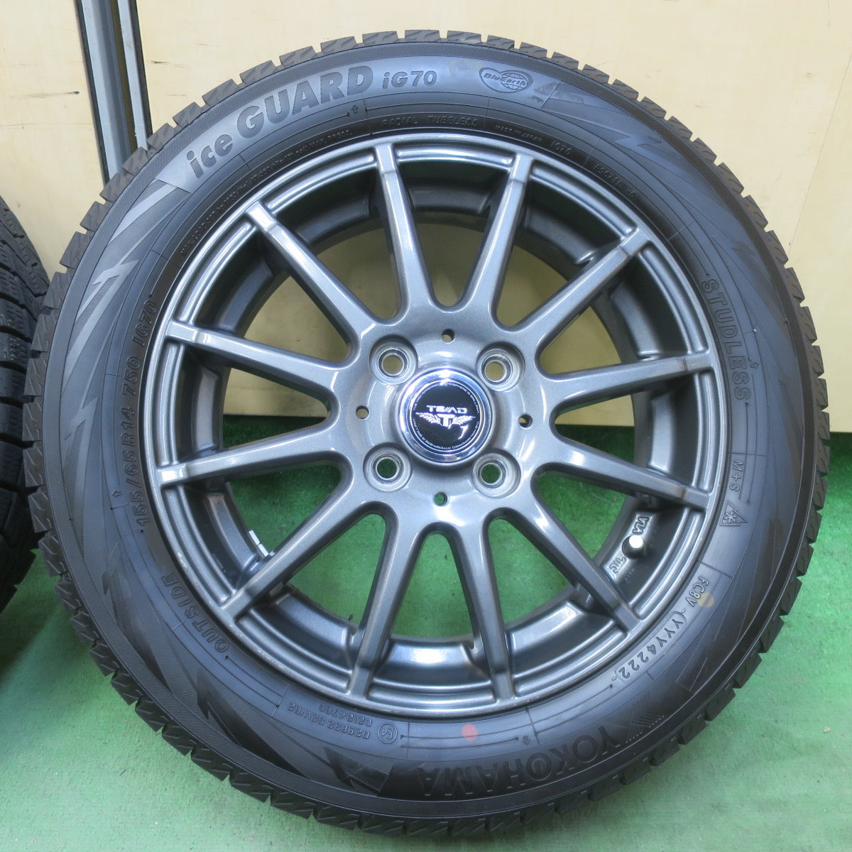 バリ溝！22年！9分◎スタッドレス 155/65R14 ヨコハマ アイスガード iG70 TEAD テッド 14インチ PCD100/4H◎6062407イス
