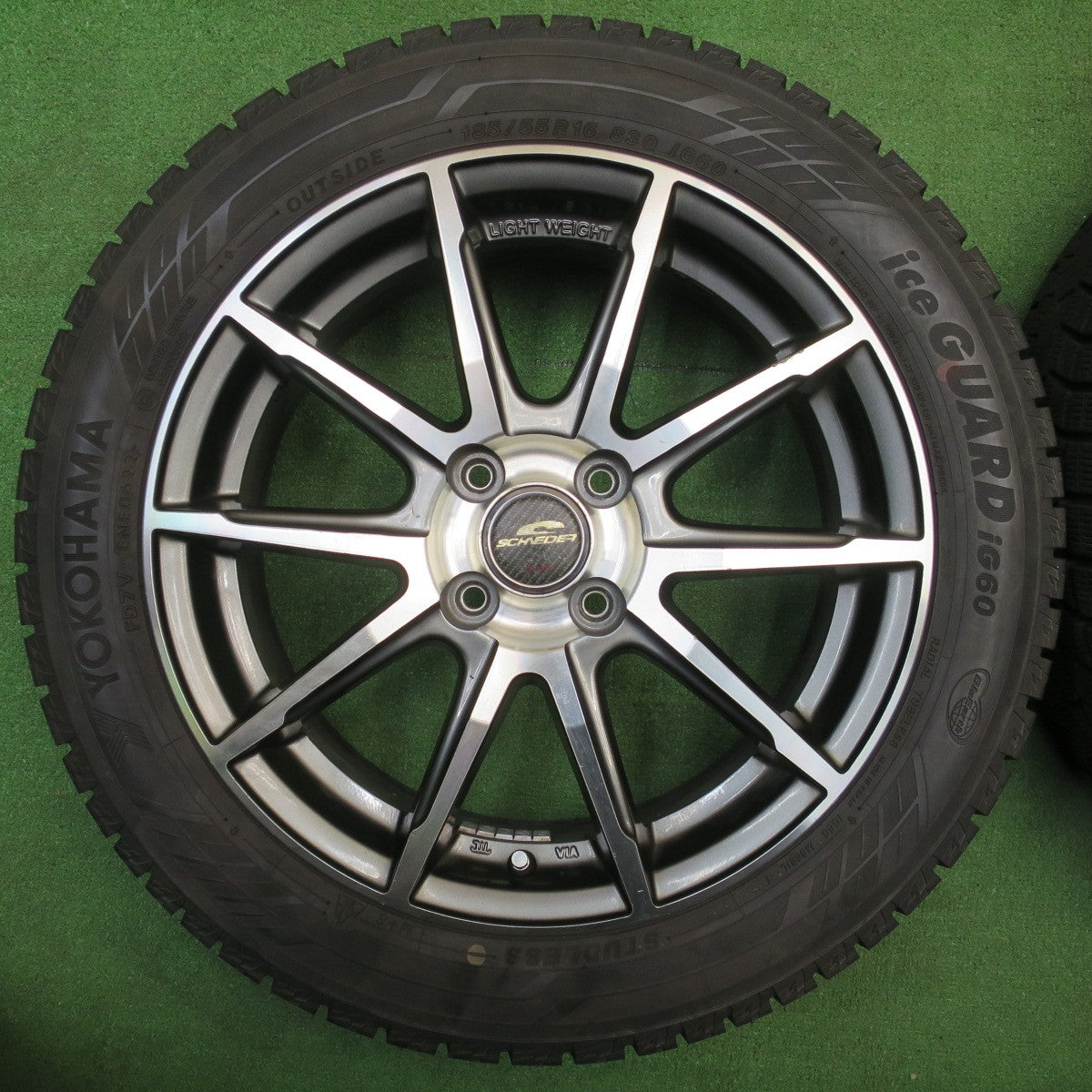 バリ溝！22年！9.5分★スタッドレス 185/55R16 ヨコハマ アイスガード iG60 SCHNEIDER シュナイダー 16インチ PCD100/4H★6020601NJス