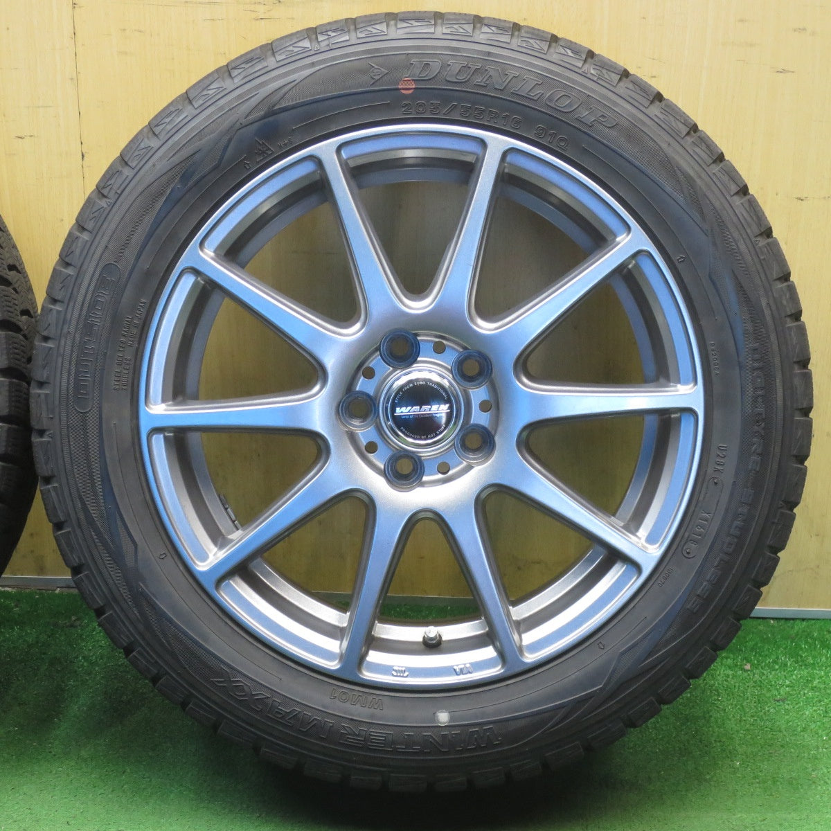 バリ溝！キレイ！ほぼ10分◎86 BRZ 等 205/55R16 スタッドレス ダンロップ ウインターマックス WM01 WAREN ヴァーレン 16インチ PCD100/5H◎6091906NJス