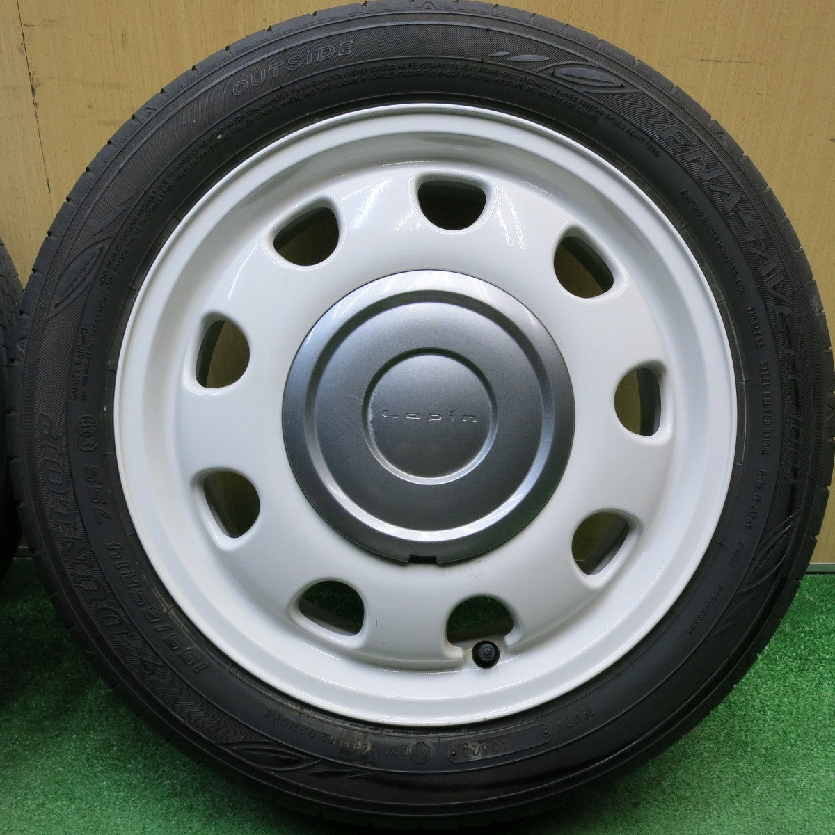 バリ溝！23年！8.5分★スズキ アルト ラパン ショコラ 純正 155/65R14 ダンロップ エナセーブ EC300+ 14インチ PCD100/4H★6050510HAノ