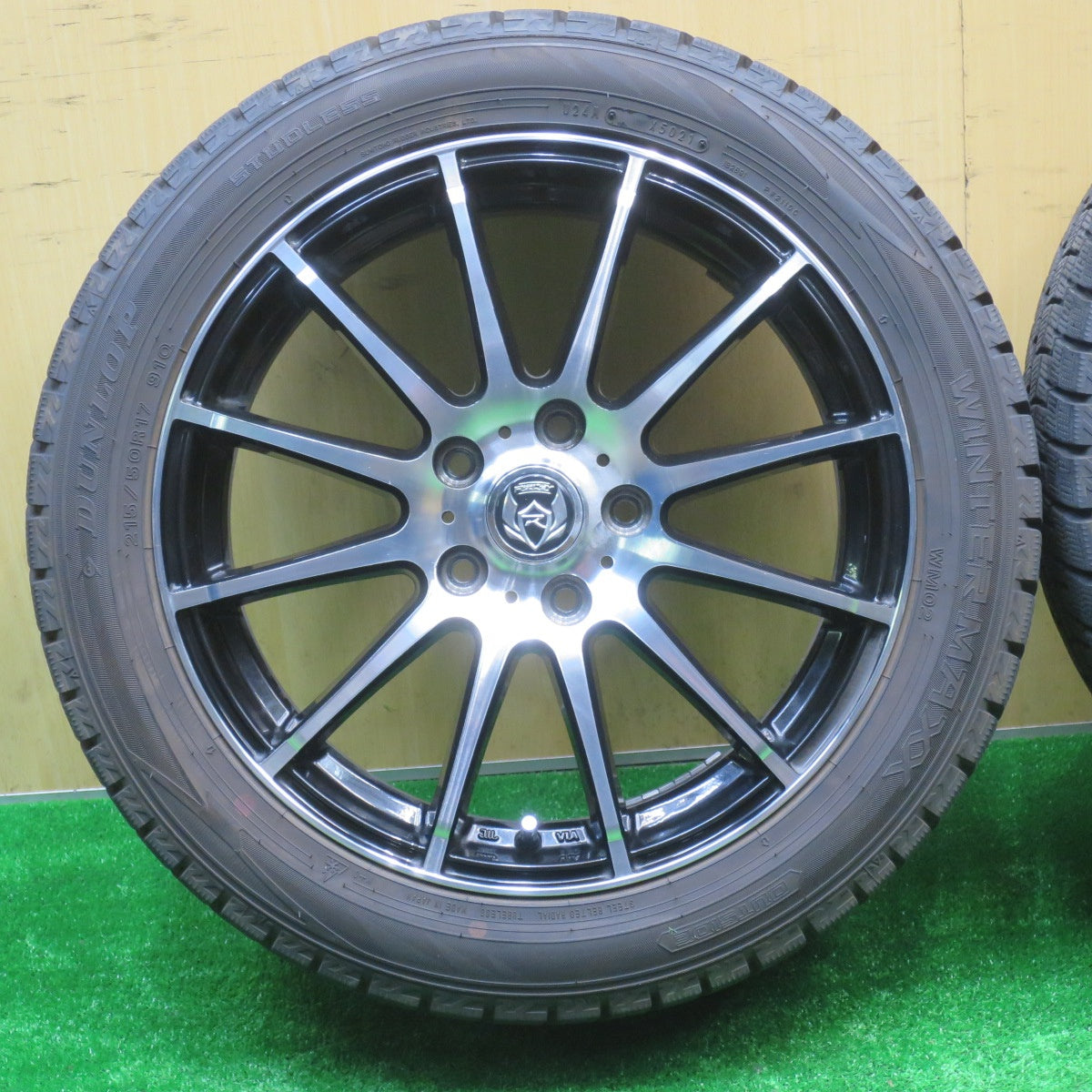 バリ溝！21年！キレイ！9.5分★スタッドレス 215/50R17 ダンロップ ウインターマックス WM02 RiZLEY ライツレー 17インチ PCD114.3/5H★5100801NJス