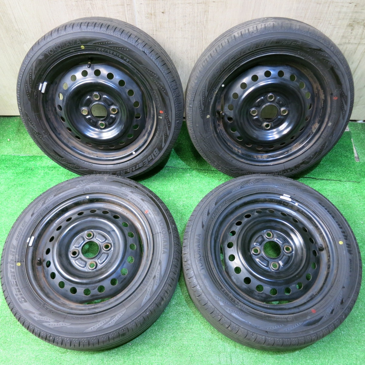 タイヤほぼ未使用！25年★155/65R14 ヨコハマ BluEarth-RV RV03 CK スチール ホイール 14インチ ブルーアース PCD100/4H★5062701HAノ