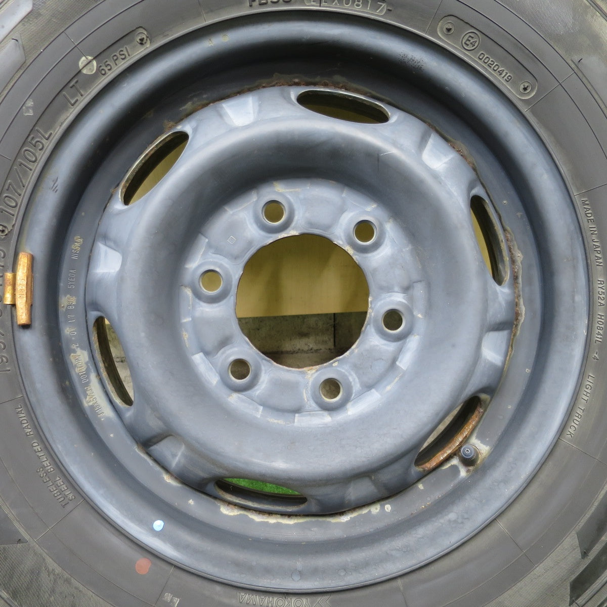 ほぼ未使用！1本★195/80R15 107/105L ヨコハマ JOB RY52 TOPY スチール ホイール 15インチ PCD139.7/6H★6042403ナノ
