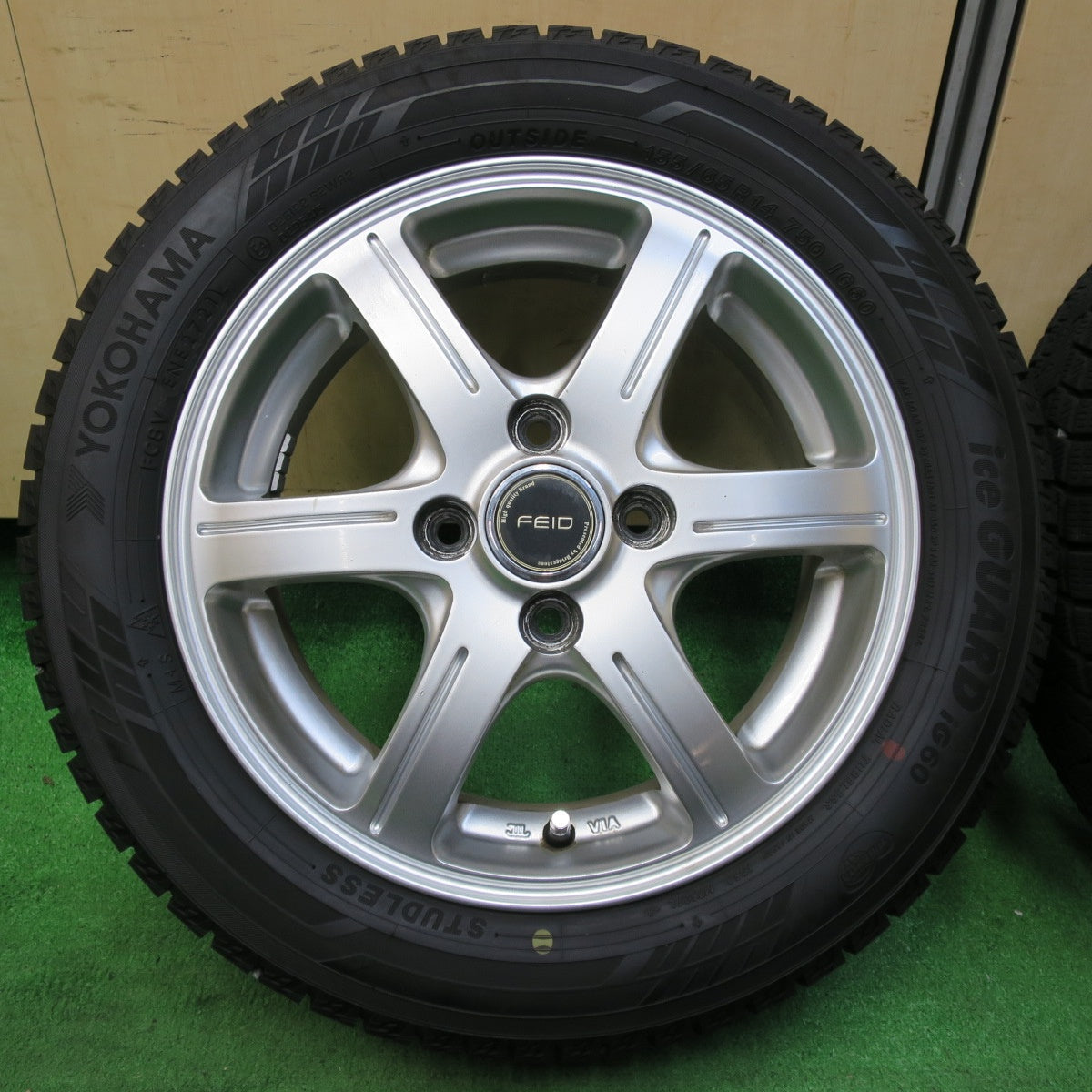 *送料無料* バリ溝！21年！9分★スタッドレス 155/65R14 ヨコハマ アイスガード iG60 FEID 14インチ PCD100/4H★4062202イス