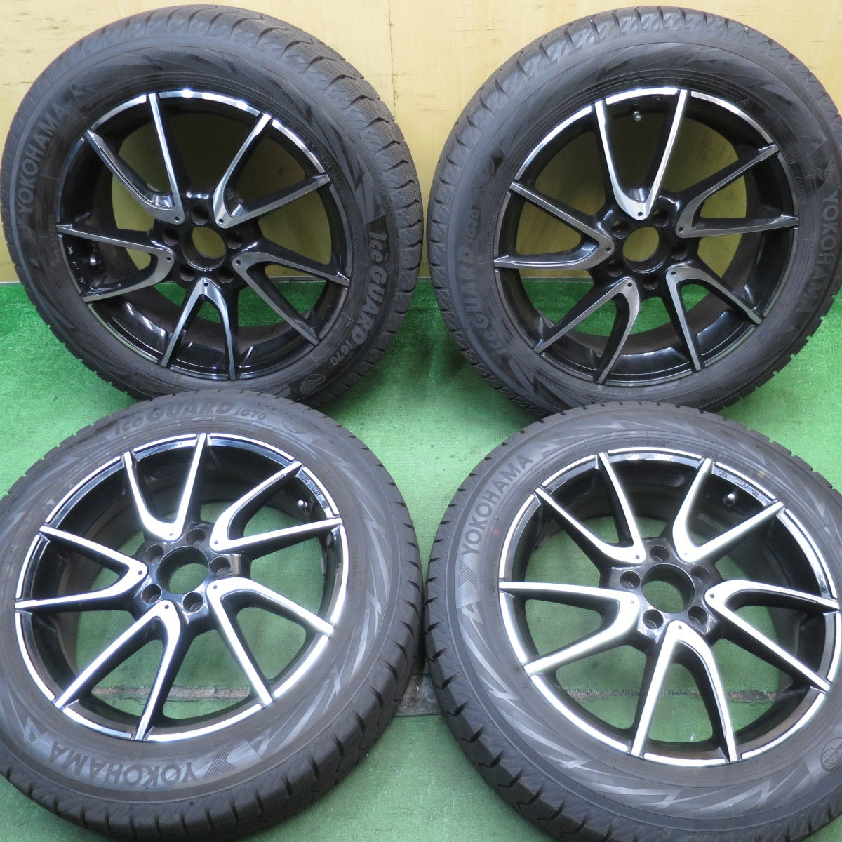 バリ溝！23年！9.5分★ベンツ 等 EUROFORSCH H844 215/60R18 スタッドレス ヨコハマ アイスガード iG70 18インチ ユーロフォルシュ PCD112/5H★5072104NJス