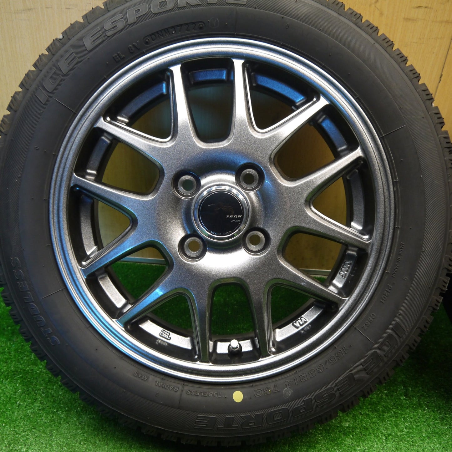 バリ溝！22年！キレイ！ほぼ10分★スタッドレス 155/65R14 アイスエスポルテ ZACK JP-205 MONZA ザック モンツァ 14インチ PCD100/4H★5102908Hス