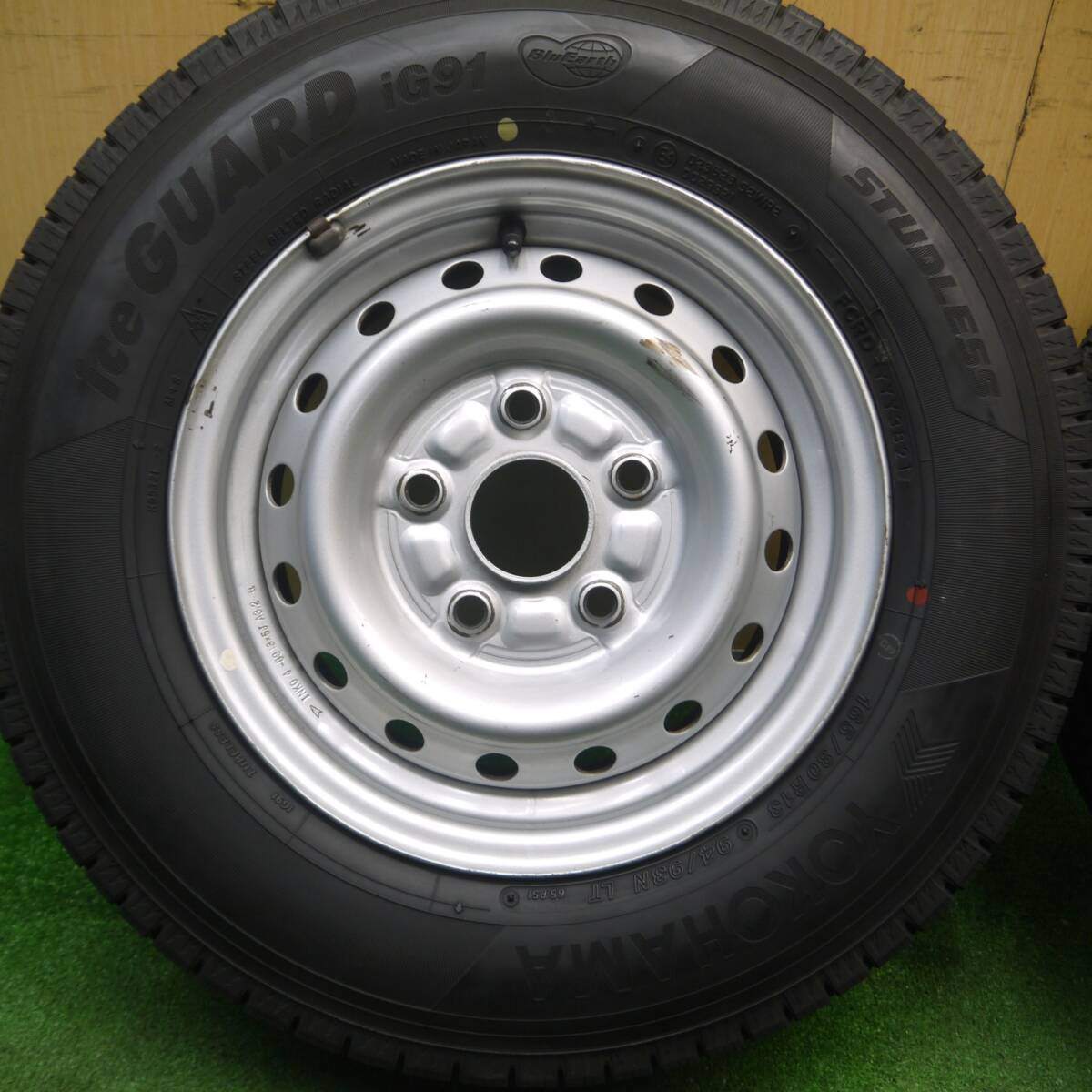 タイヤほぼ未使用！21年★ダイハツ ライトエース タウンエース 等 純正 スチール 165/80R13 94/93N スタッドレス ヨコハマ アイスガード iG91 13インチ PCD114.3/5H★5022512Hス