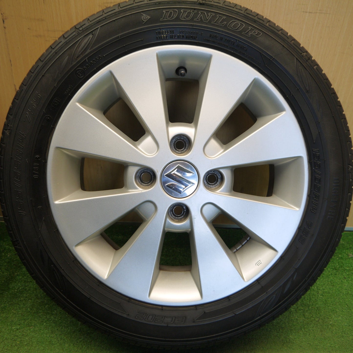 バリ溝！9分★スズキ MH23S ワゴンR 純正 155/65R14 ダンロップ EC202 14インチ PCD100/4H★6051109Hノ