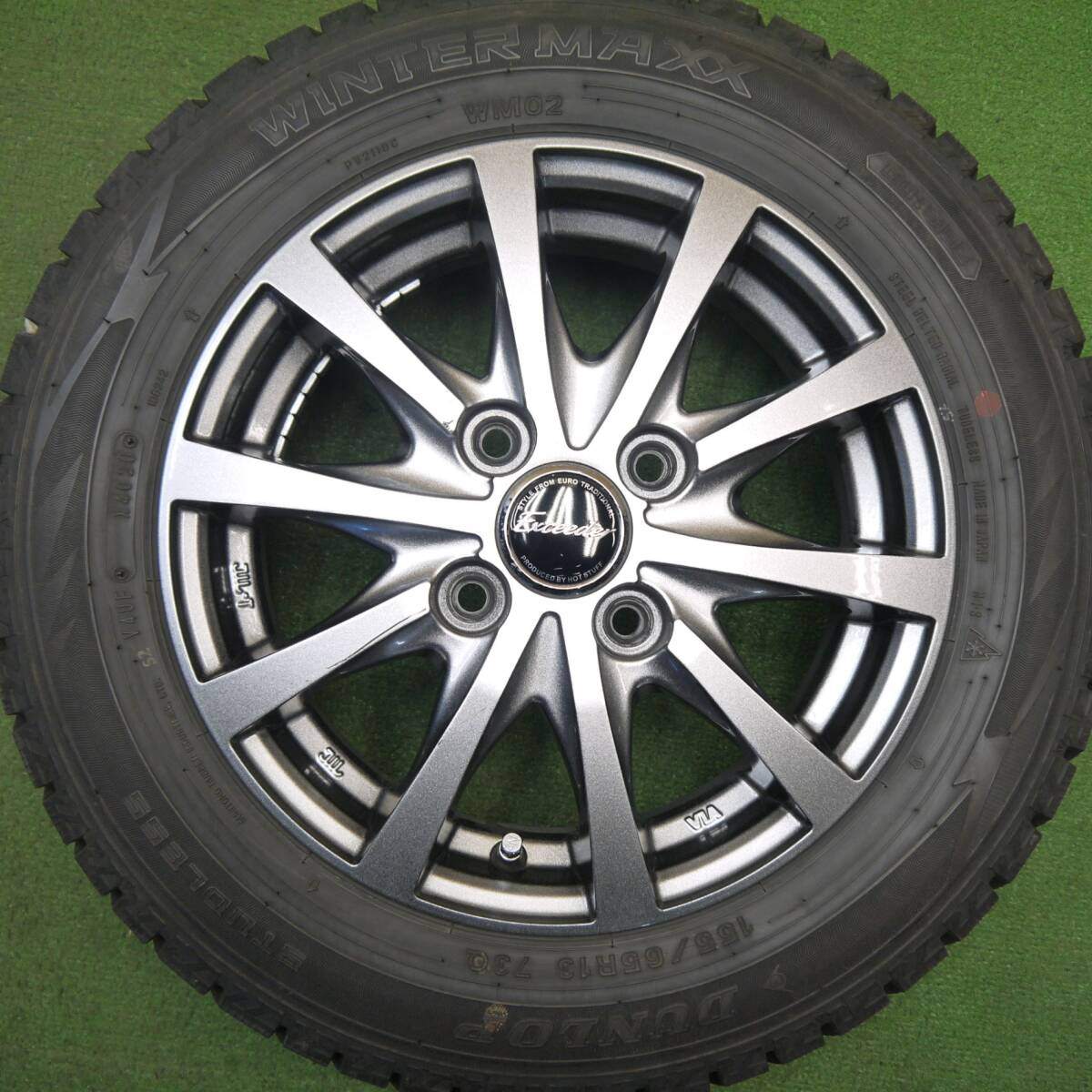 バリ溝！キレイ！9.5分★スタッドレス 155/65R13 ダンロップ ウインターマックス WM02 Exceeder エクシーダー 13インチ PCD100/4H★5031810Hス